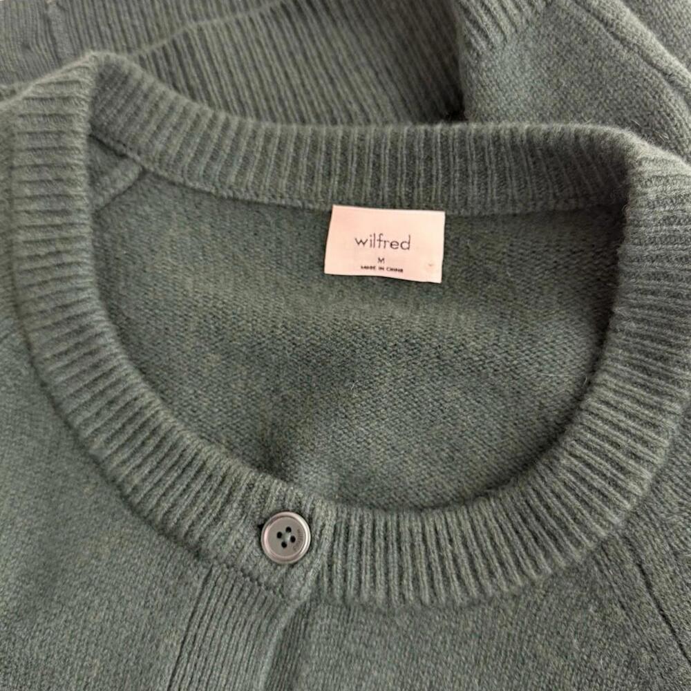 Aritzia Wilfred Wool Cashmere Cardigan Green Button Front Womens Medium Sweater - Picture 9 of 9